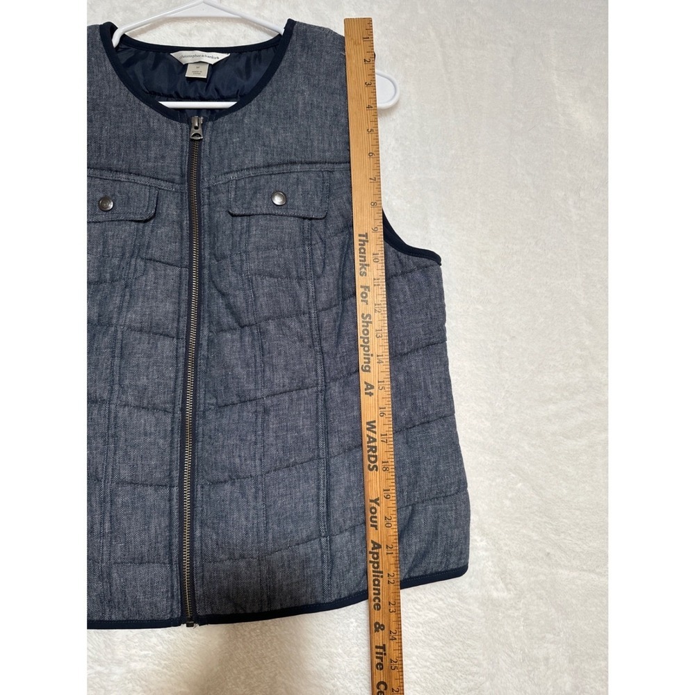 Christopher & Banks Womens Puffer Vest Quilted Blue Full Zip Pockets Size M - Picture 2 of 6